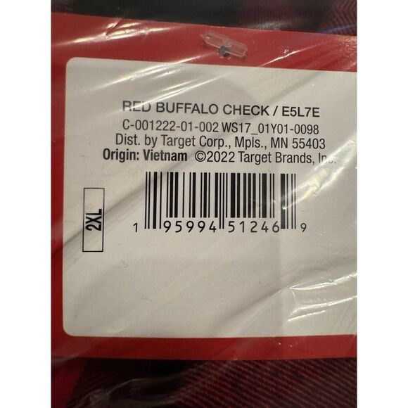 Men's Big & Tall Size 2XL Red Buffalo Check Flannel Pajama Set - Wondershop™ NEW - Picture 15 of 16